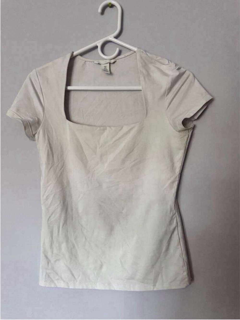 Women's Square Neck Short Sleeve Top - Cream